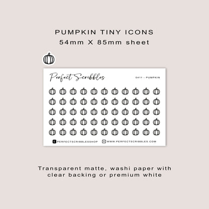 PUMPKIN Tiny Icon Planner Stickers | Minimal | Credit Card Sized Sheet