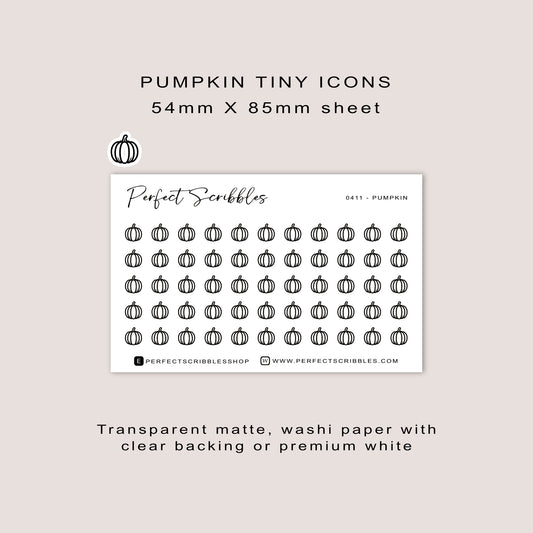 PUMPKIN Tiny Icon Planner Stickers | Minimal | Credit Card Sized Sheet