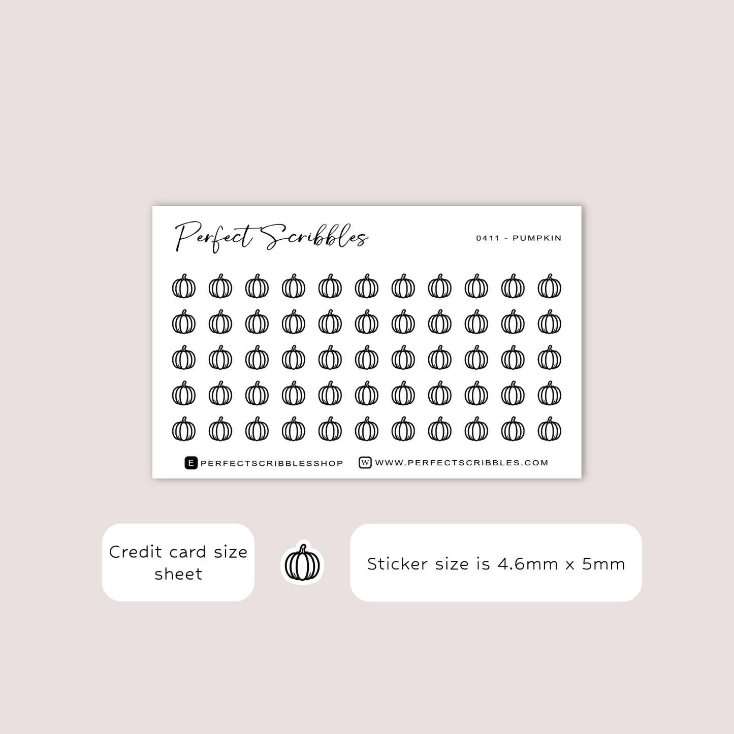 PUMPKIN Tiny Icon Planner Stickers | Minimal | Credit Card Sized Sheet