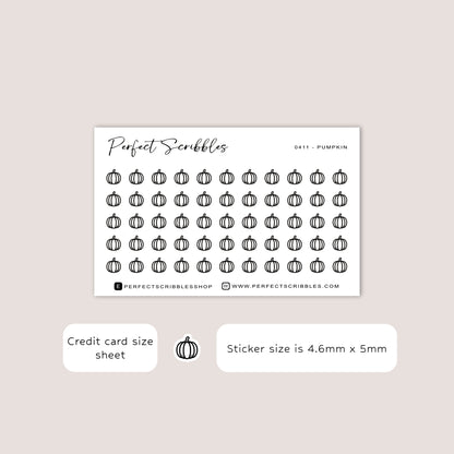 PUMPKIN Tiny Icon Planner Stickers | Minimal | Credit Card Sized Sheet