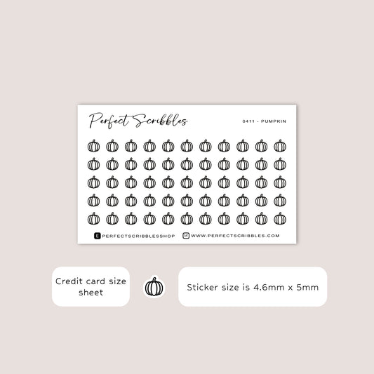 PUMPKIN Tiny Icon Planner Stickers | Minimal | Credit Card Sized Sheet