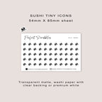 SUSHI Tiny Icon Planner Stickers | Minimal | Credit Card Sized Sheet