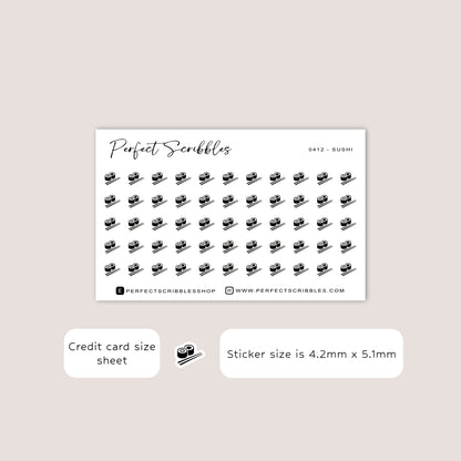 SUSHI Tiny Icon Planner Stickers | Minimal | Credit Card Sized Sheet
