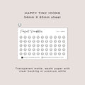 HAPPY Tiny Icon Planner Stickers | Minimal | Credit Card Sized Sheet