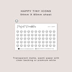 HAPPY Tiny Icon Planner Stickers | Minimal | Credit Card Sized Sheet