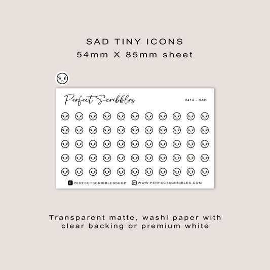 SAD Tiny Icon Planner Stickers | Minimal | Credit Card Sized Sheet