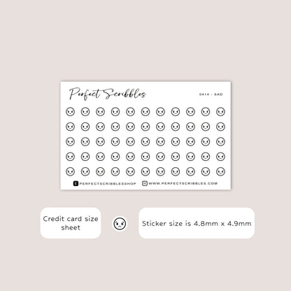 SAD Tiny Icon Planner Stickers | Minimal | Credit Card Sized Sheet