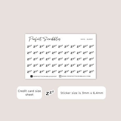 SLEEP Tiny Icon Planner Stickers | Minimal | Credit Card Sized Sheet