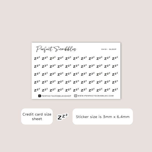 SLEEP Tiny Icon Planner Stickers | Minimal | Credit Card Sized Sheet