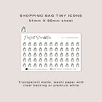 SHOPPING BAG Tiny Icon Planner Stickers | Minimal | Credit Card Sized Sheet