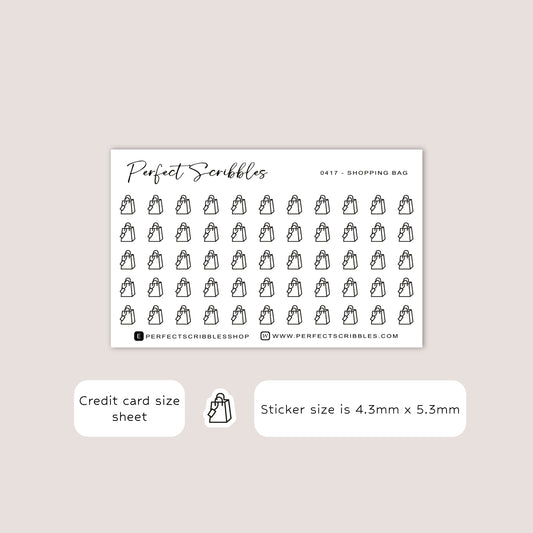 SHOPPING BAG Tiny Icon Planner Stickers | Minimal | Credit Card Sized Sheet