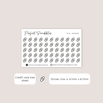 PERIODS Tiny Icon Planner Stickers | Minimal | Credit Card Sized Sheet