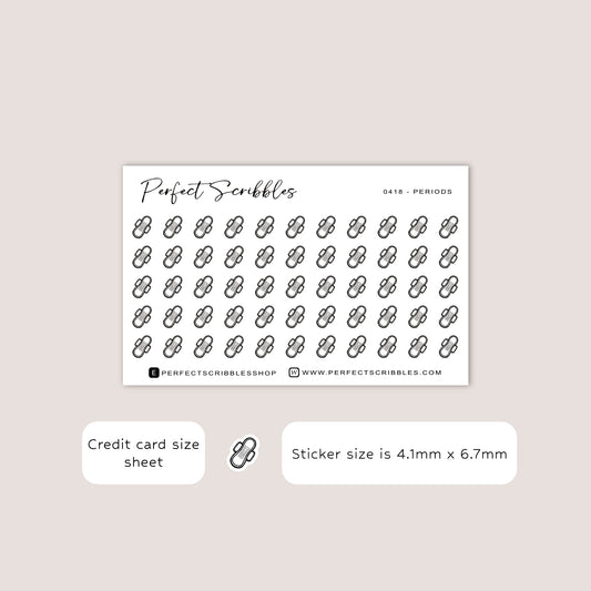PERIODS Tiny Icon Planner Stickers | Minimal | Credit Card Sized Sheet
