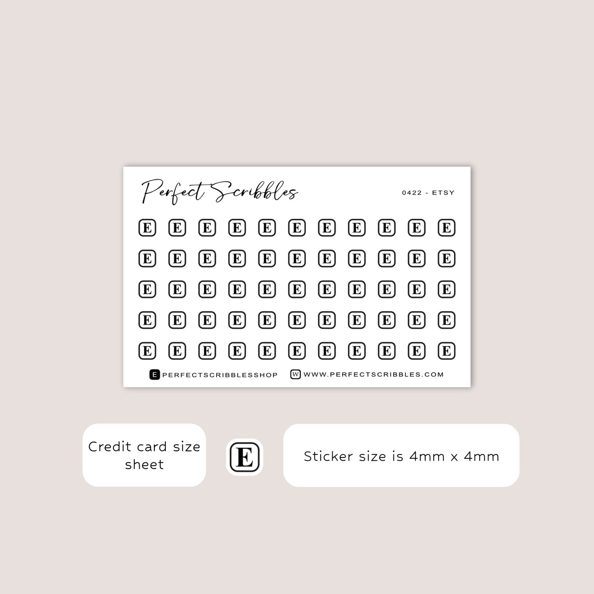 ETSY Tiny Icon Planner Stickers | Credit Card Sized Sheet