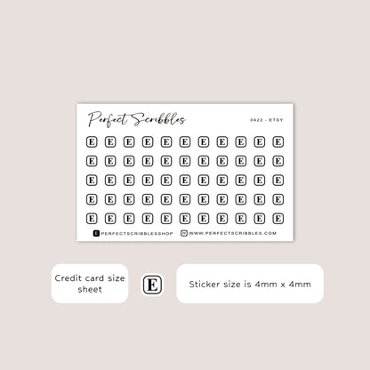 ETSY Tiny Icon Planner Stickers | Credit Card Sized Sheet