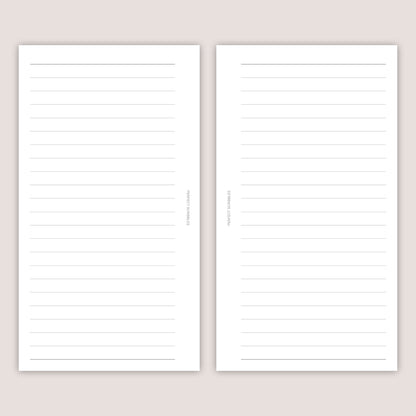 7mm Lined Paper Inserts: Minimalist Planner Refills  (30 Pages) - Several Sizes (PRINTED)