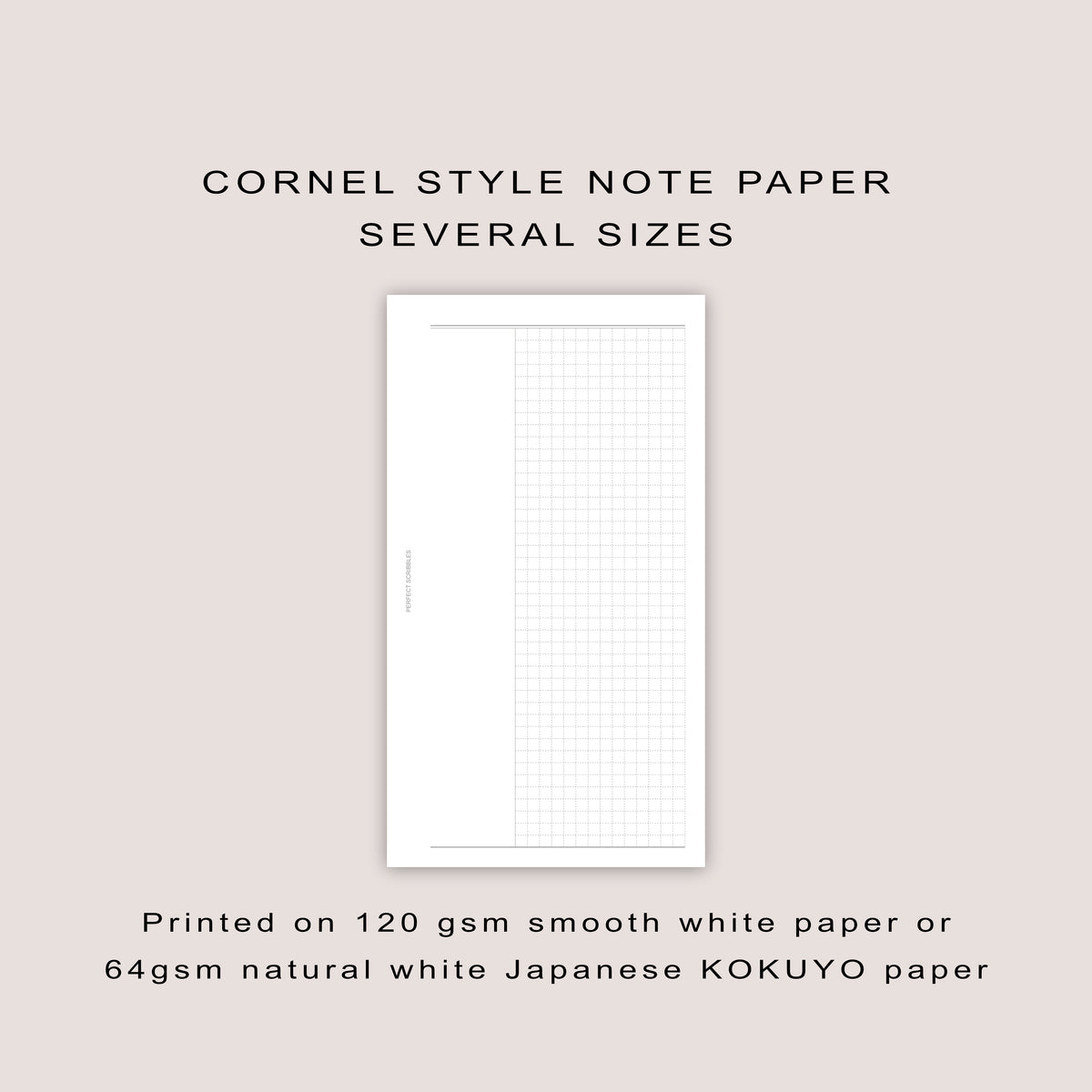 Cornell Style Note Paper Inserts: Minimalist Planner Refills  (30 Pages) - Several Sizes (PRINTED)