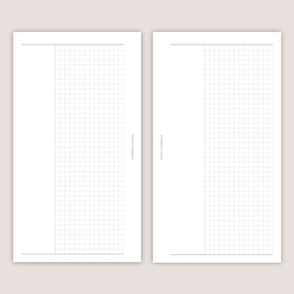 Cornell Style Note Paper Inserts: Minimalist Planner Refills  (30 Pages) - Several Sizes (PRINTED)