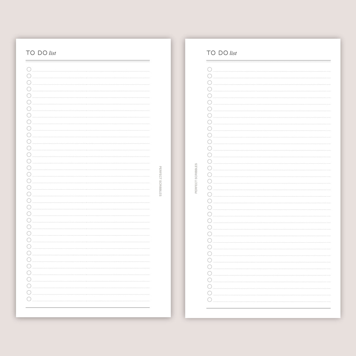 TO DO List Inserts: Minimalist Planner Refills  (15 sheets) - Several Sizes (PRINTED)