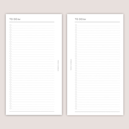 TO DO List Inserts: Minimalist Planner Refills  (15 sheets) - Several Sizes (PRINTED)