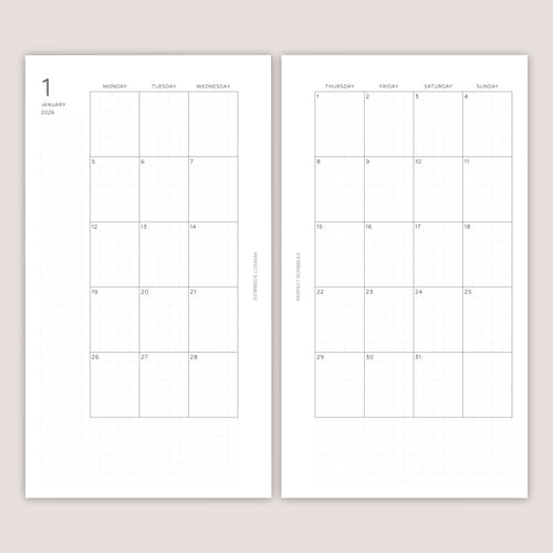 2026 Monthly Planner Inserts, SEPARABLE design: Several Sizes (PRINTED)