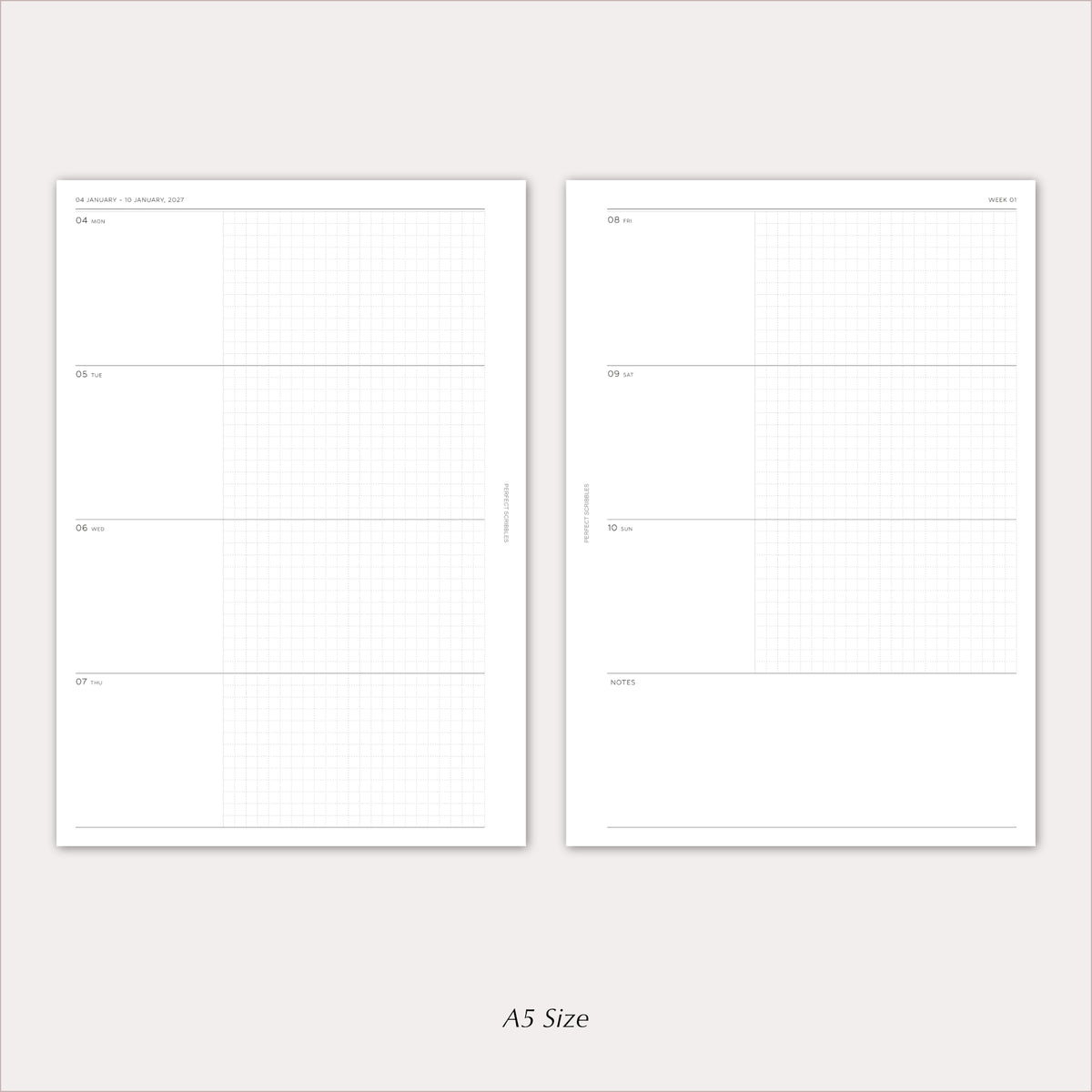 2027 Weekly Agenda Planner Inserts | Horizontal Over Two Pages | Dated Ring Planner Refill