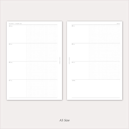 2027 Weekly Agenda Planner Inserts | Horizontal Over Two Pages | Dated Ring Planner Refill