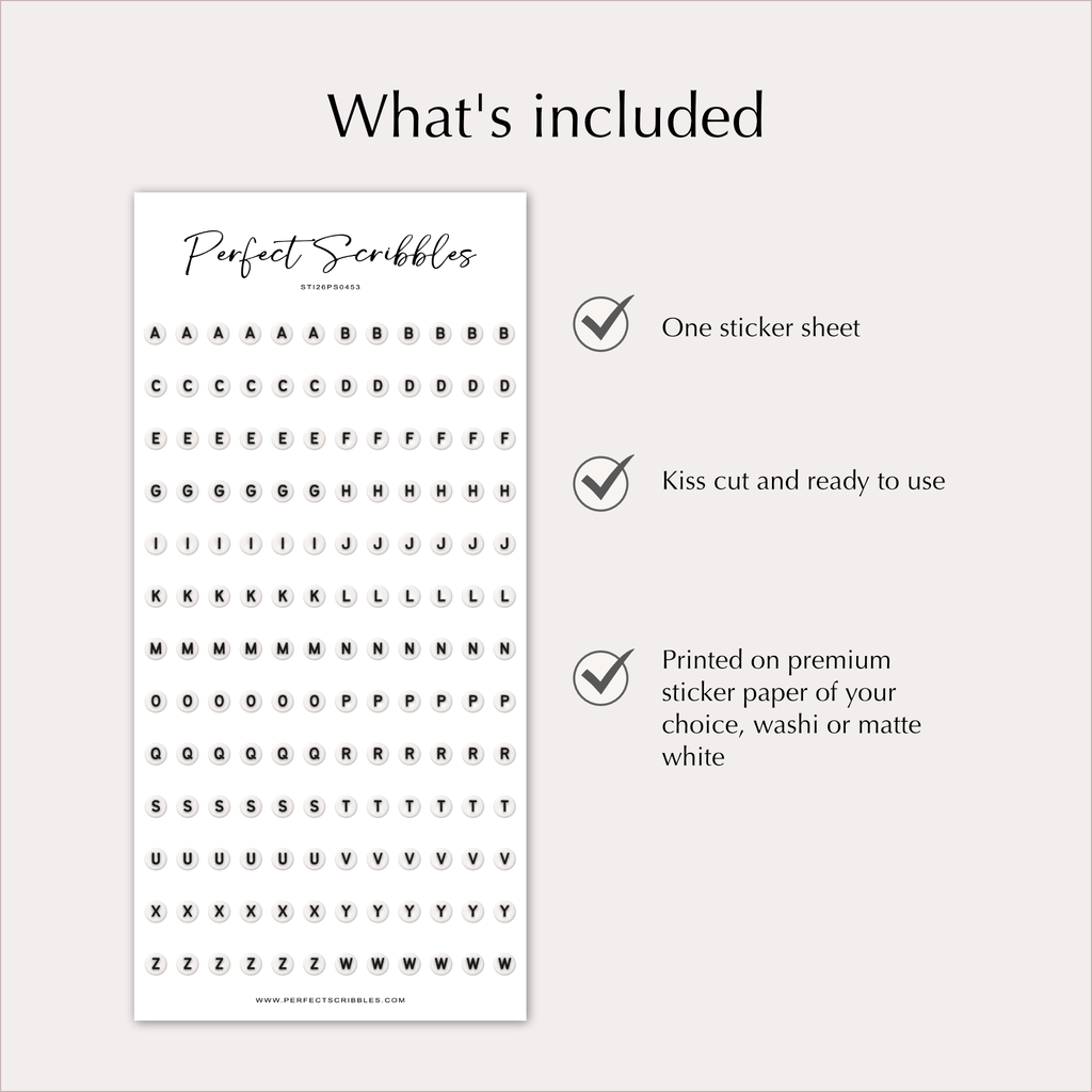 BEAD LETTER Stickers – 6mm Alphabet Planner Stickers