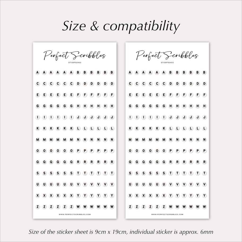 BEAD LETTER Stickers – 6mm Alphabet Planner Stickers