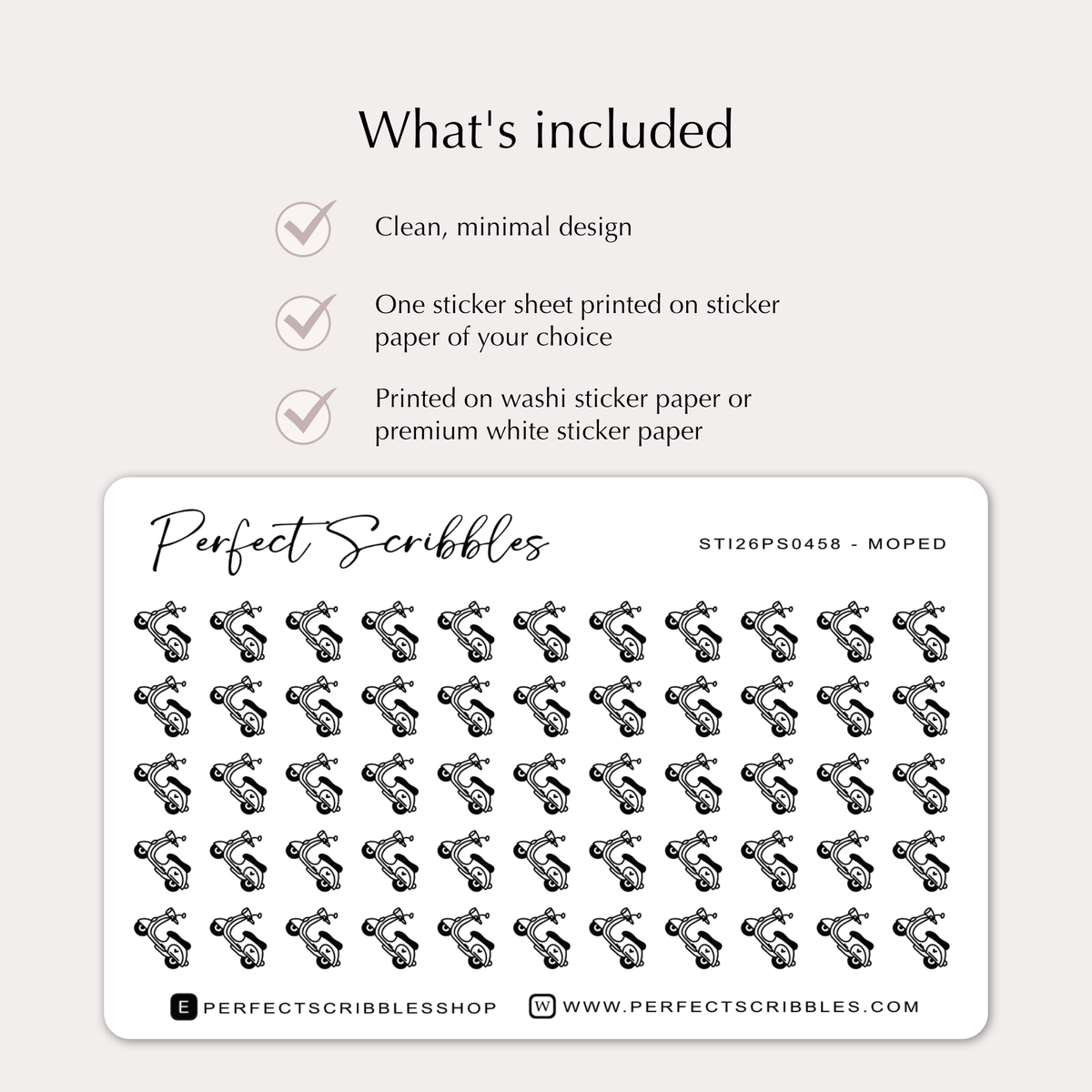 MOPED Tiny Icon planner stickers | Minimal | Credit card size sheet