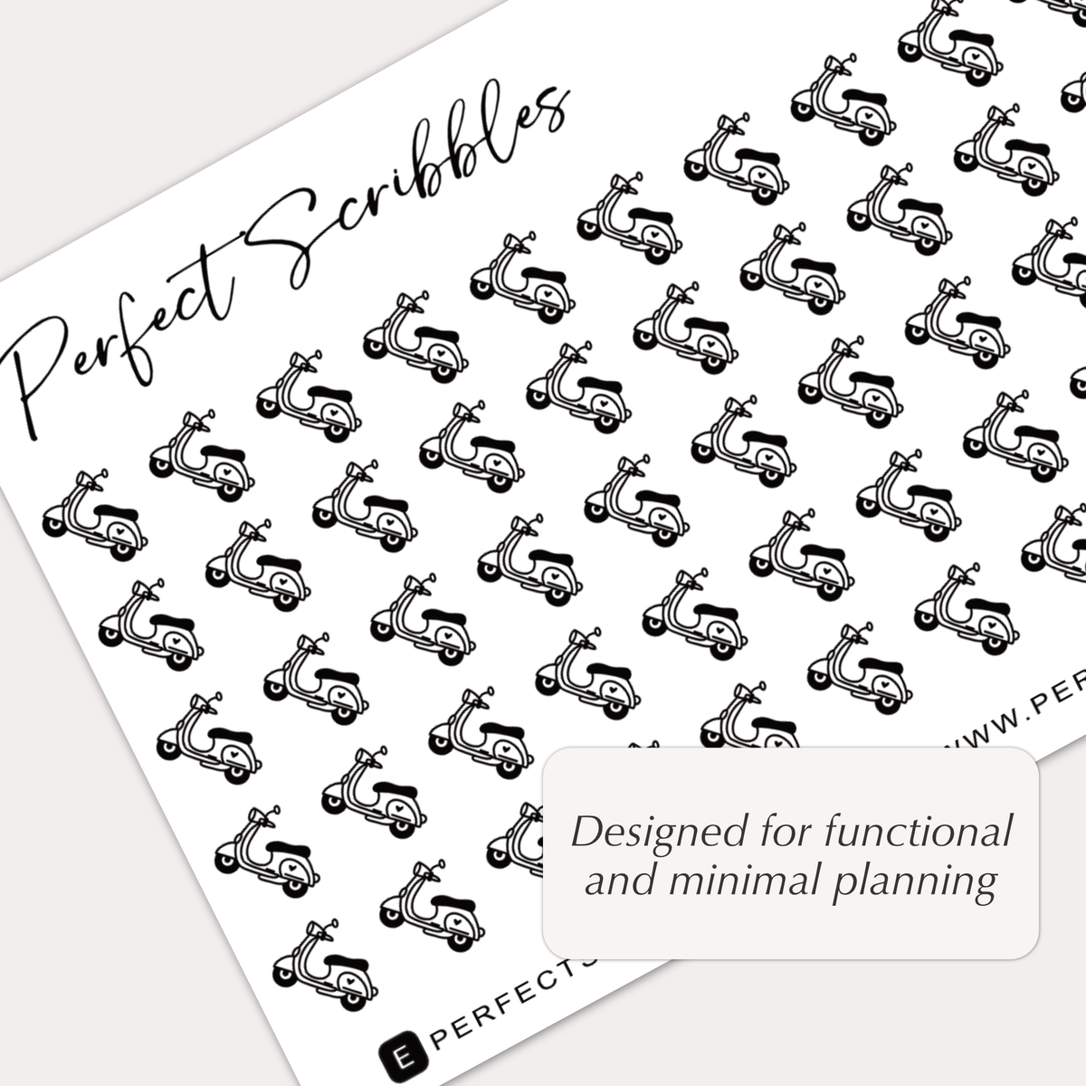 MOPED Tiny Icon planner stickers | Minimal | Credit card size sheet