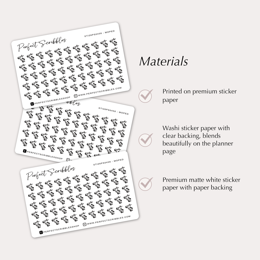 MOPED Tiny Icon planner stickers | Minimal | Credit card size sheet