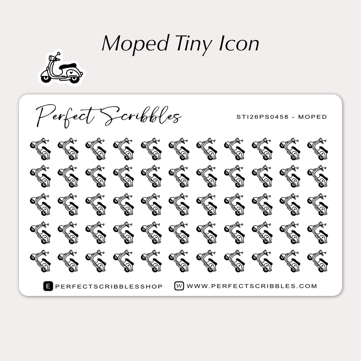 MOPED Tiny Icon planner stickers | Minimal | Credit card size sheet