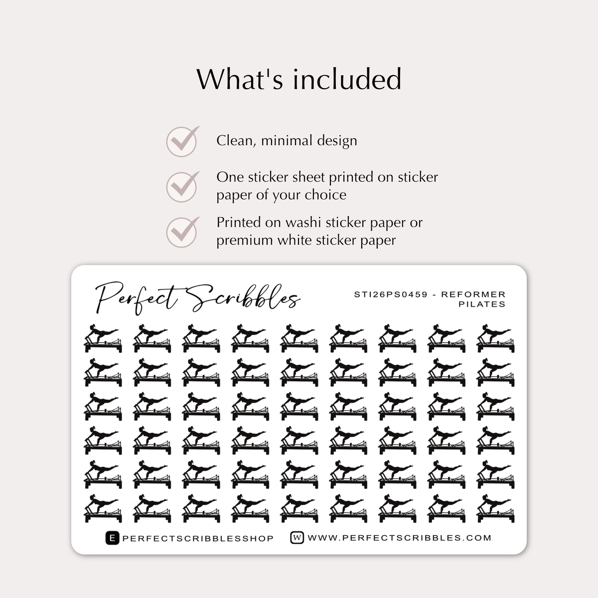 REFORMER PILATES Tiny Icon planner stickers | Credit card size sheet
