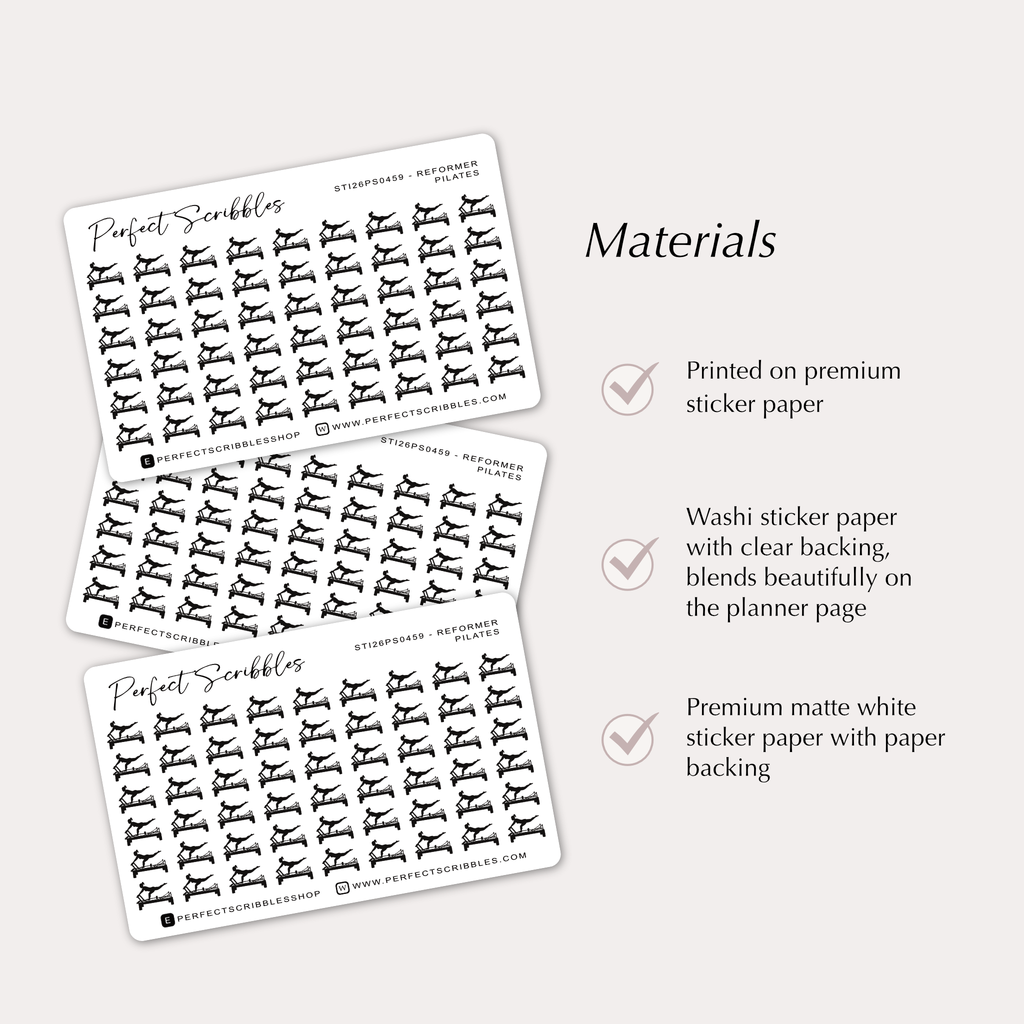 REFORMER PILATES Tiny Icon planner stickers | Credit card size sheet