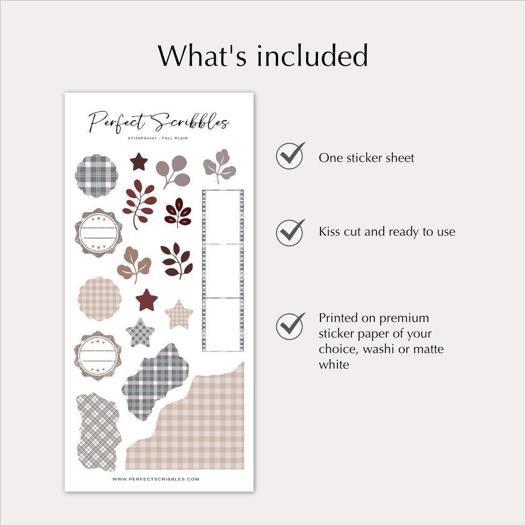 Fall Plaid Decorative Planner Stickers