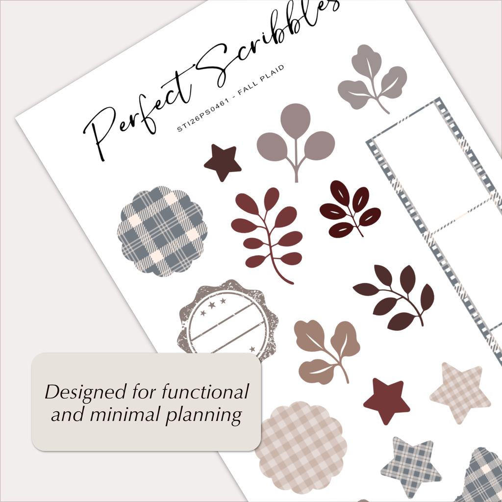 Fall Plaid Decorative Planner Stickers