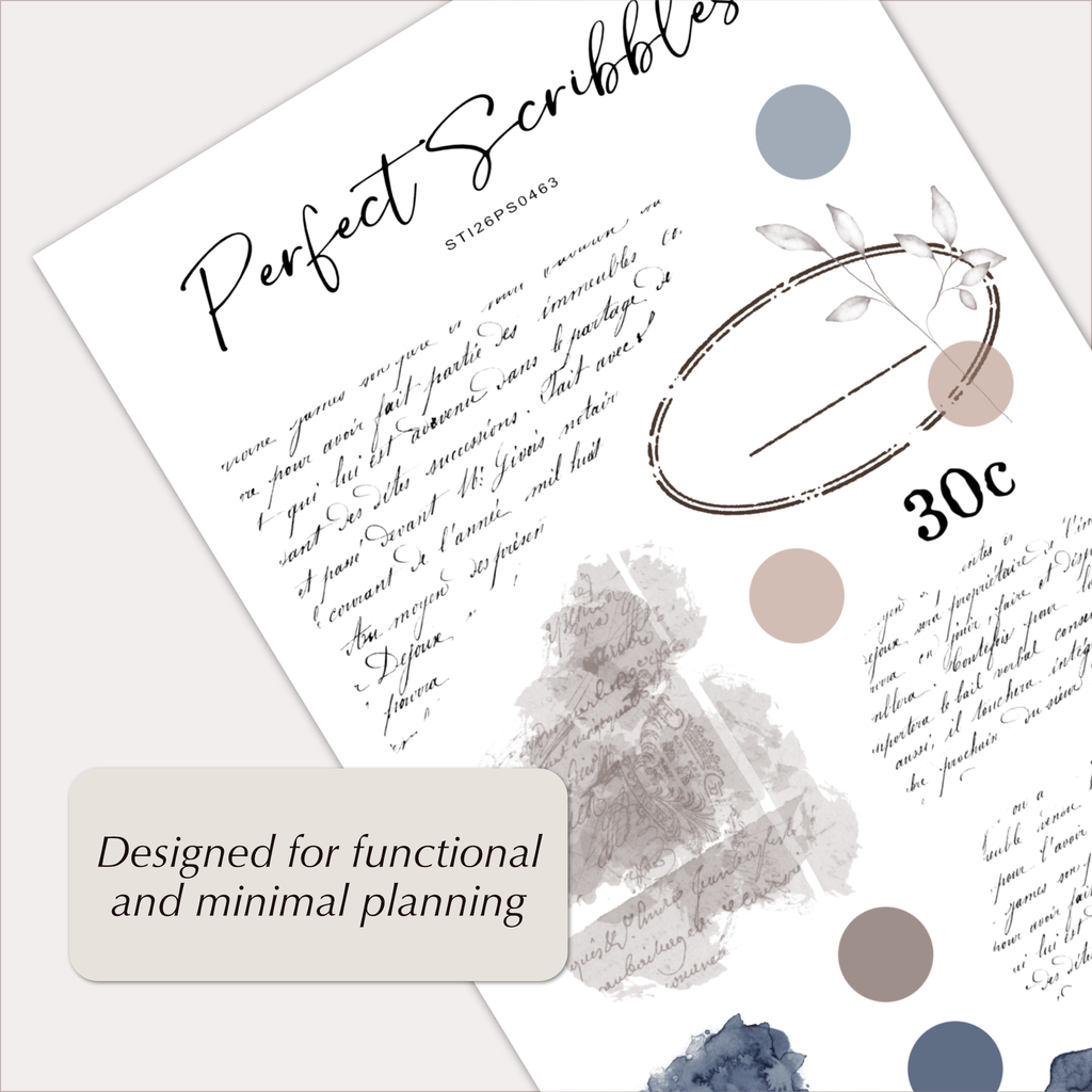 Vintage Ephemera Stickers – Old Letters & Blue Watercolour