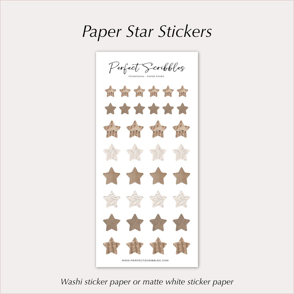 PAPER STAR Stickers – Neutral Kraft & Textured Stars