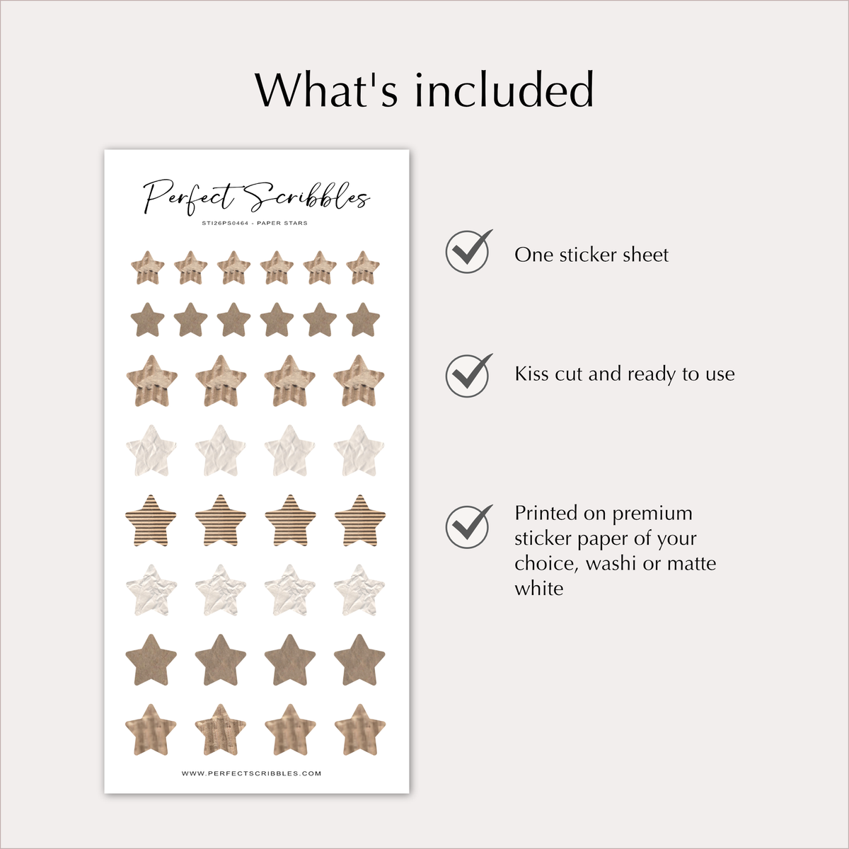 PAPER STAR Stickers – Neutral Kraft & Textured Stars