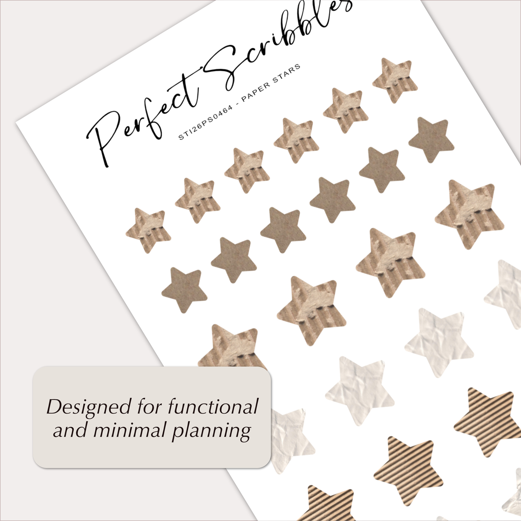 PAPER STAR Stickers – Neutral Kraft & Textured Stars