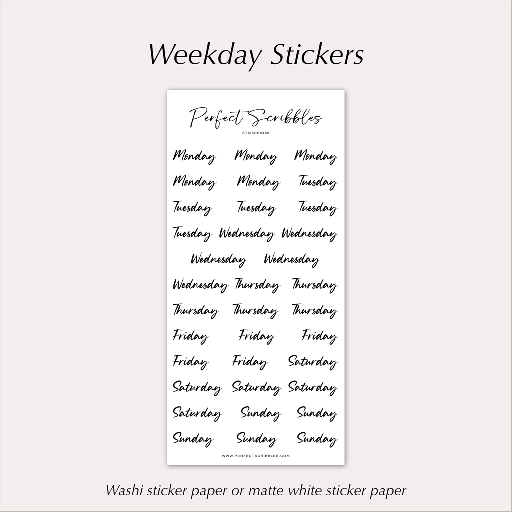 WEEKDAY Stickers | Handwritten Planner Day Labels