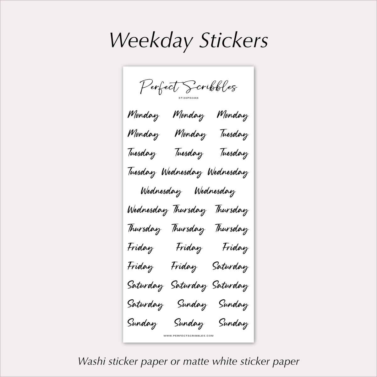 WEEKDAY Stickers | Handwritten Planner Day Labels