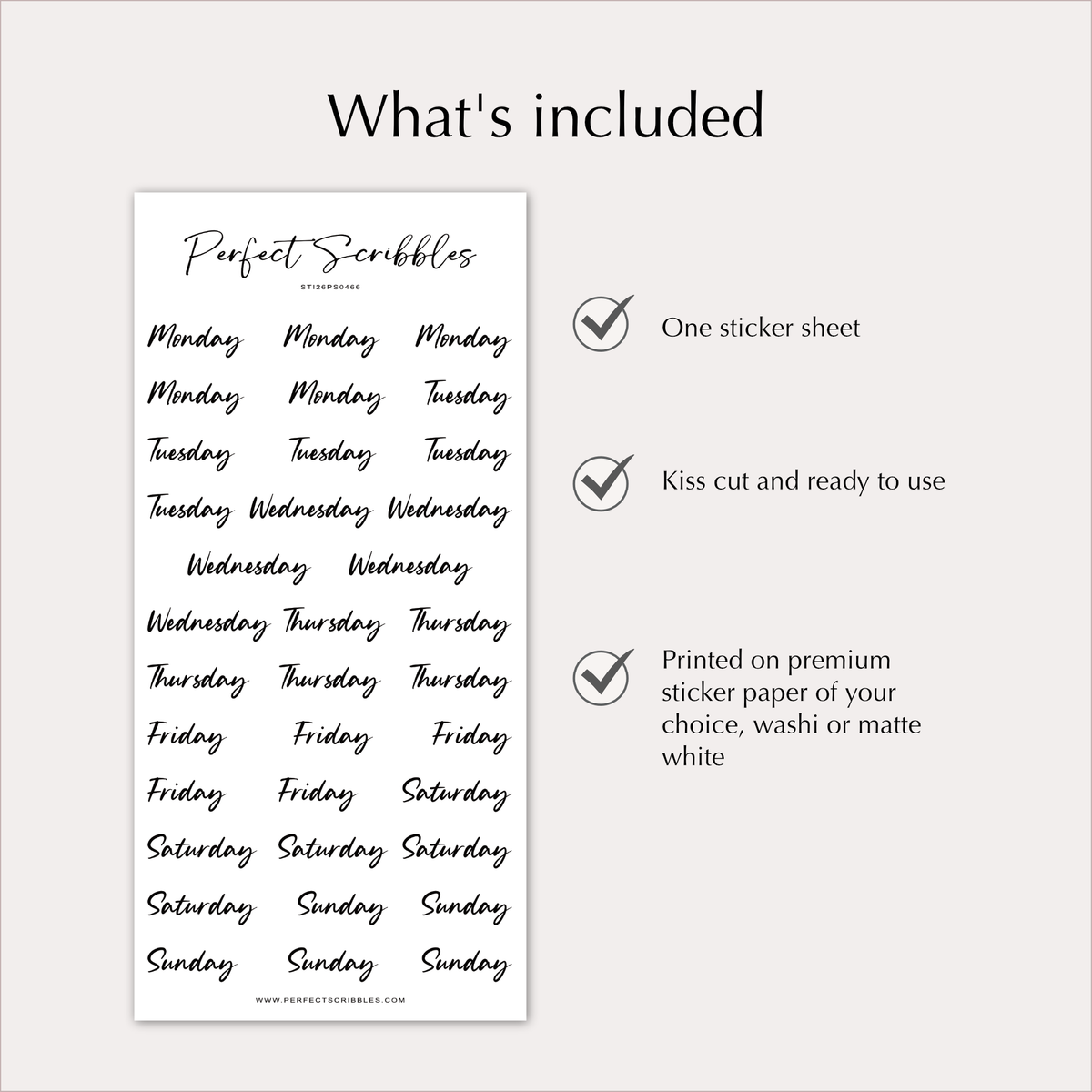 WEEKDAY Stickers | Handwritten Planner Day Labels