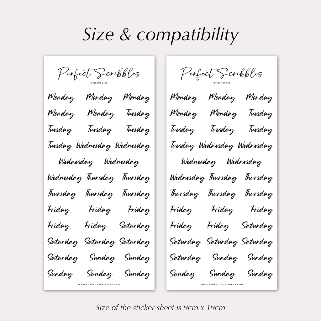 WEEKDAY Stickers | Handwritten Planner Day Labels