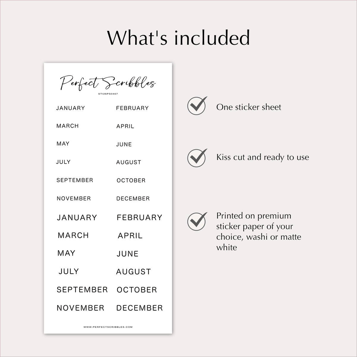 MONTH Stickers – Minimal Monthly Planner Labels