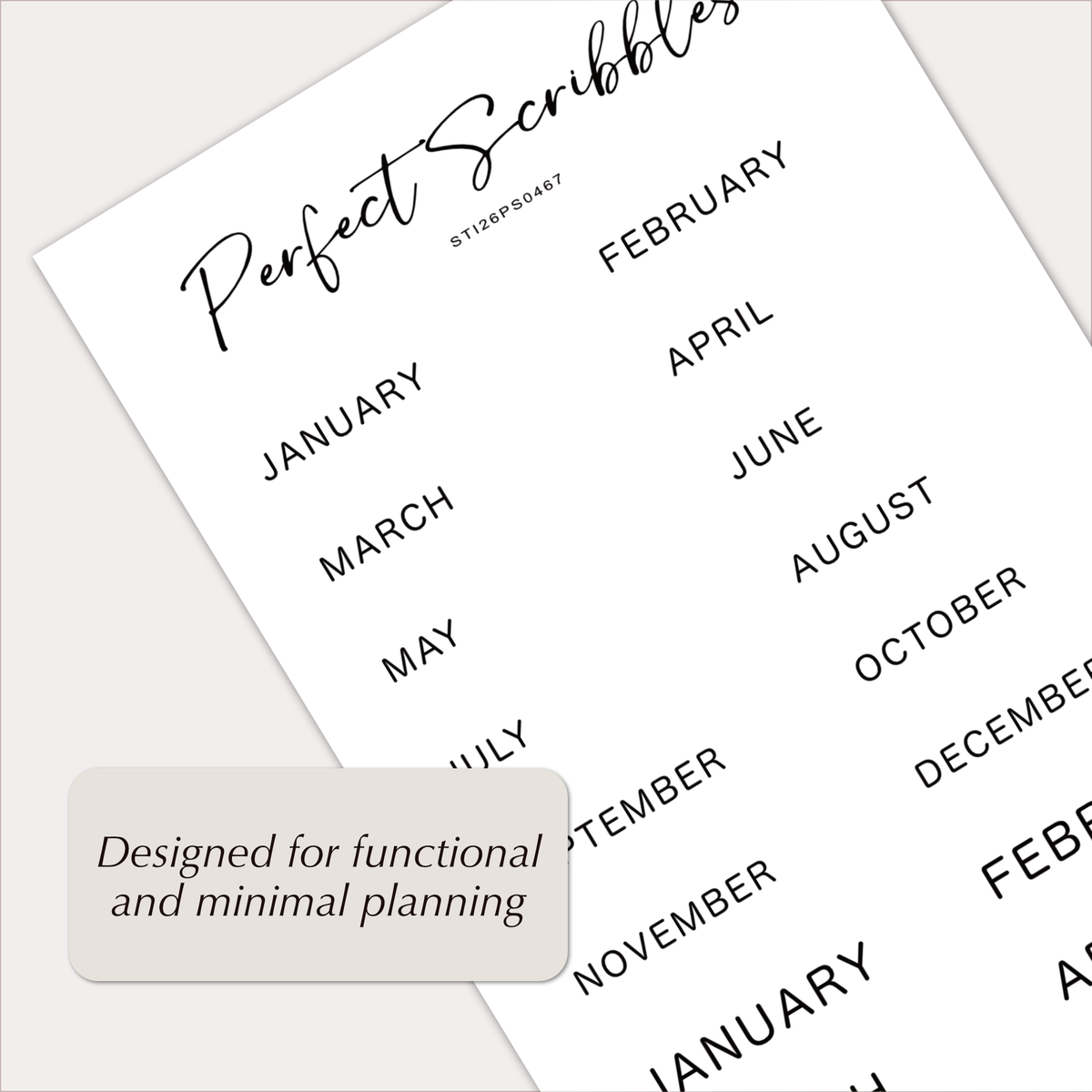 MONTH Stickers – Minimal Monthly Planner Labels