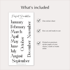 MONTH Stickers – Large Elegant Planner Month Names