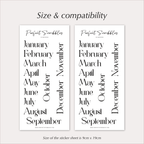 MONTH Stickers – Large Elegant Planner Month Names