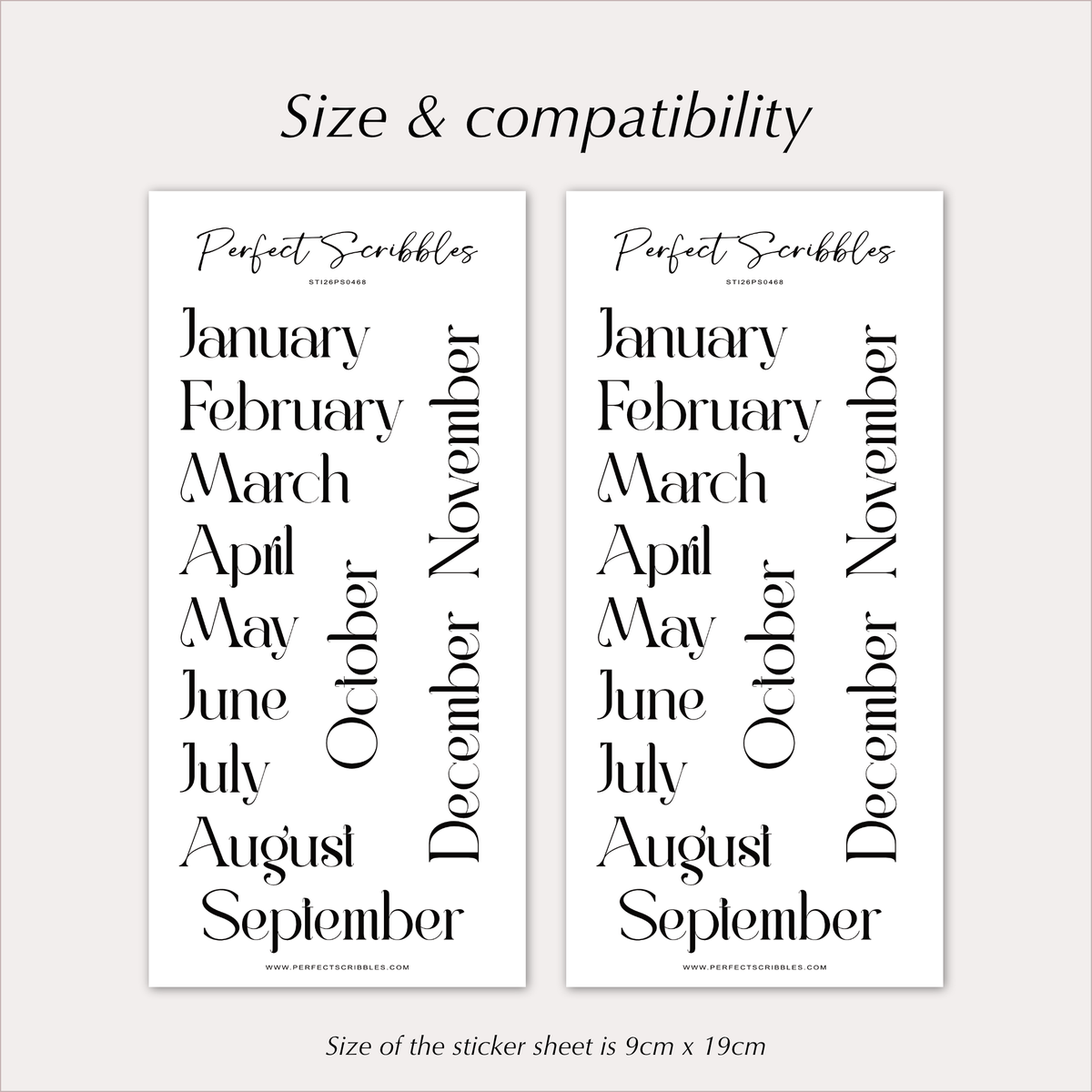 MONTH Stickers – Large Elegant Planner Month Names
